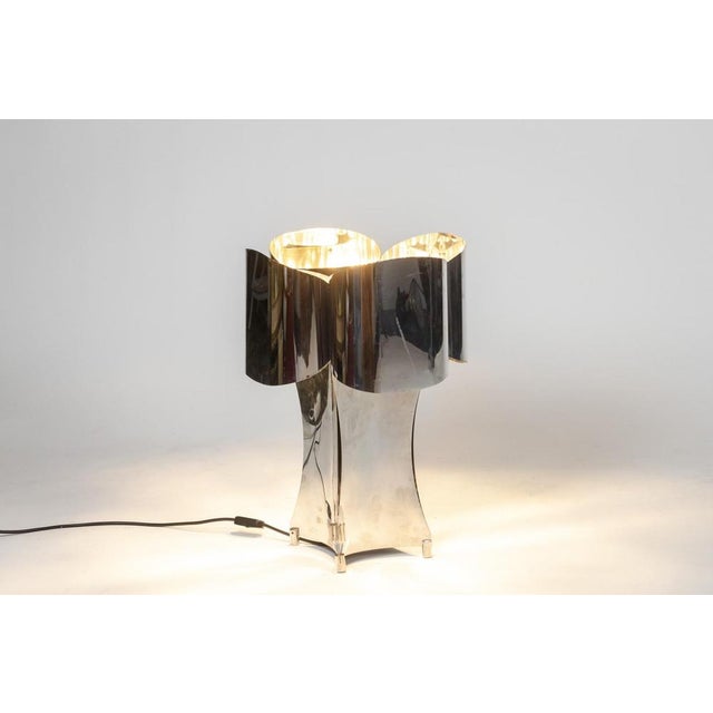 Quadrilobe Lamp in Polished Metal, 1970s For Sale - Image 3 of 6