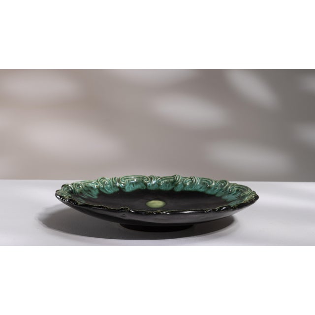 1970s Germany Mid-century Modern Forest Green Ceramic Serving Bowl For Sale - Image 11 of 15