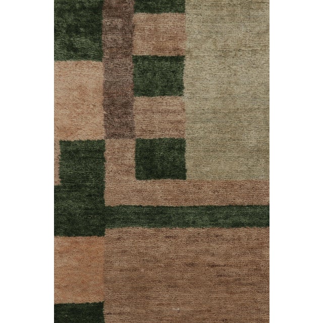 Rug & Kilim’s French Art Deco Style Square Rug in Beige-Pink With Geometric Patterns For Sale In New York - Image 6 of 8