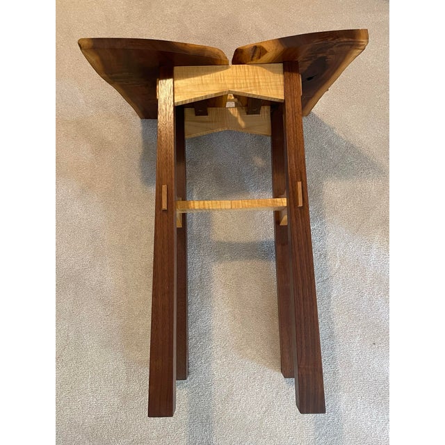 Hand Crafted Live Edge Butterfly Table in Walnut and Curly Maple by Artist Keith R. Allen For Sale - Image 12 of 12