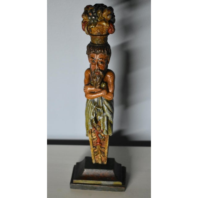 Antique Pair of Carved & Painted Wood Venetian Style Architectural Figures For Sale - Image 9 of 12