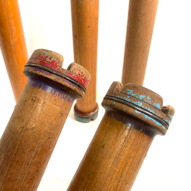 Industrial Wooden Roving Bobbins Large Factory Used Circa 1940 Set of 5 For Sale - Image 10 of 11