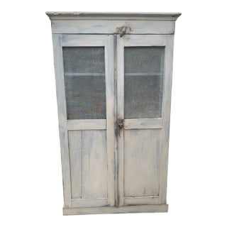 Antique Primitive Screened Pie Safe Painted Jelly Cupboard For Sale