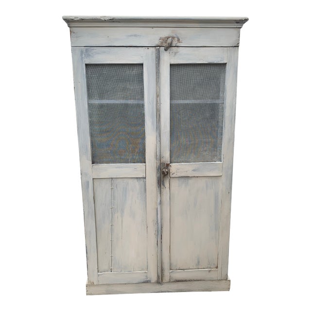 Antique Primitive Screened Pie Safe Painted Jelly Cupboard For Sale