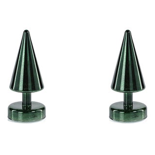 Crimbo 7" Green Sparkle Cone LED Trees, Set of 2 For Sale