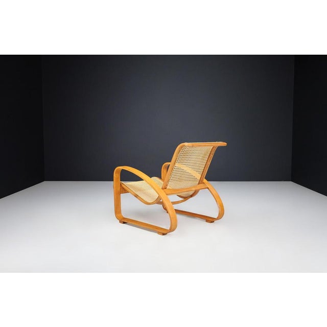 Wood Mid-Century Modern Bentwood and Wicker Lounge Chair, Italy, 1960s For Sale - Image 7 of 10