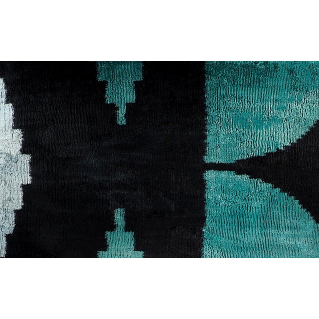 Art Deco Silk Velvet Ikat Throw Pillow Cover, 16 X 24 For Sale - Image 4 of 5