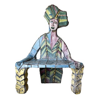 1980s Vintage Handmade Sculptural Art Garden Bench – Signed For Sale