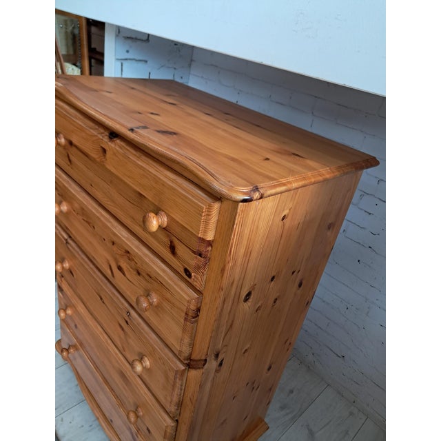 Vintage Pine Tallboy Chest of 5 Drawers, 1980s For Sale - Image 10 of 16