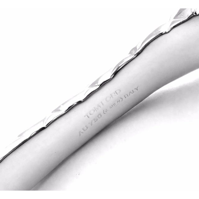 Tom Ford 18k White Gold Diamond Snake Bangle Bracelet For Sale - Image 10 of 11