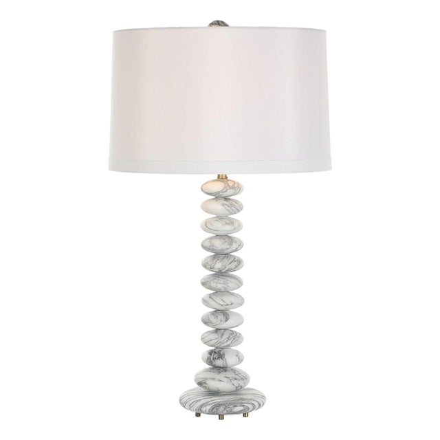 Stacked Marble Stone Table Lamp For Sale