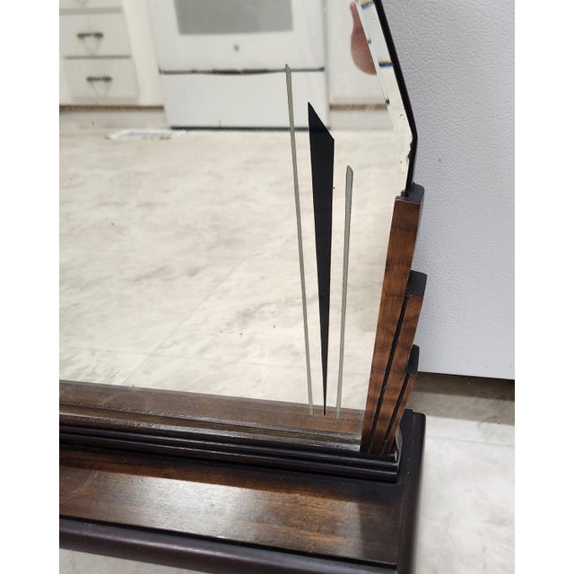 Art Deco Skyscraper Wood Tabletop Vanity Mirror C1930 For Sale In Orlando - Image 6 of 10