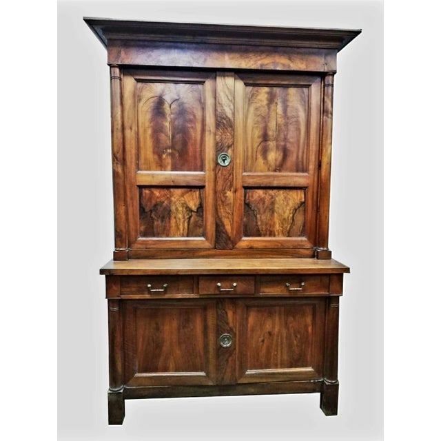 Tan Mid-19th Century Empire Style Walnut Credenza and Cabinet For Sale - Image 8 of 8