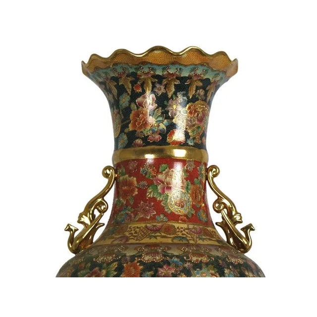 Mid 20th Century Mid 20th Century Tall Japanese Floral Porcelain Vase For Sale - Image 5 of 11