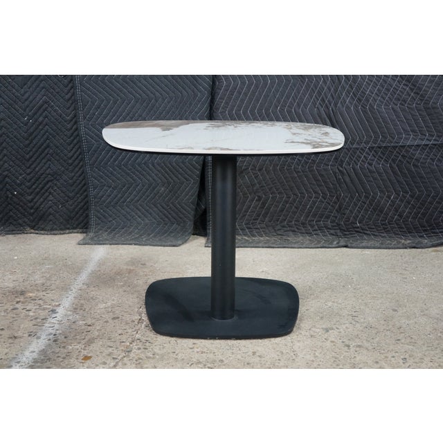 Late 20th Century Late 20th Century Lerin Ceramic Faux Marble Modern Contemporary End Table 26" For Sale - Image 5 of 15
