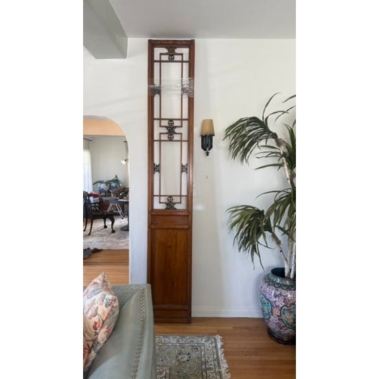 Monumental Antique Chinese Elm Lattice Architectural Panels – 110” Tall (10 Available) For Sale - Image 4 of 9