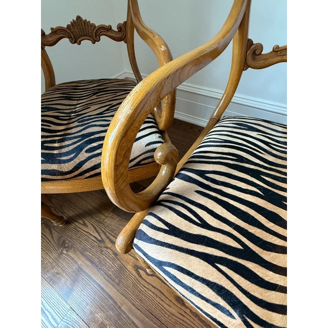 Brown Antique Karl Johan Biedermeier Style Tiger Print Arm Chairs - A Pair For Sale - Image 8 of 12