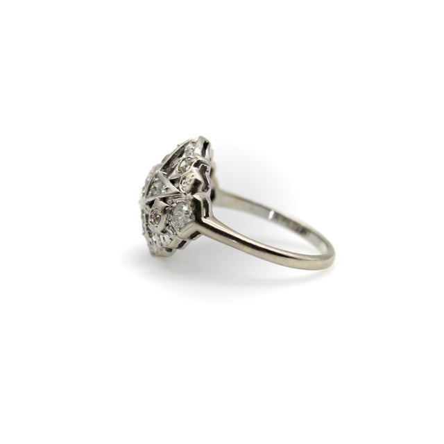 1920s Art Deco 14k White Gold Order of the Eastern Star Diamond Ring, Size 7.75 For Sale In Los Angeles - Image 6 of 10