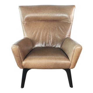 Modern Room & Board Tan Leather Armchair For Sale