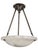 An original French Art Deco alabaster bowl shape pendant with contrasting charcoal grey veining and natural striations...