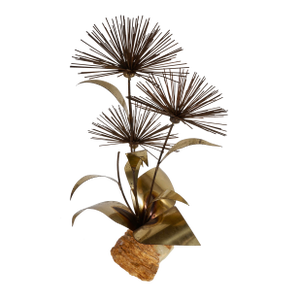 Vintage Mid Century Mario Jason Brutalist Metal Flower Sculpture