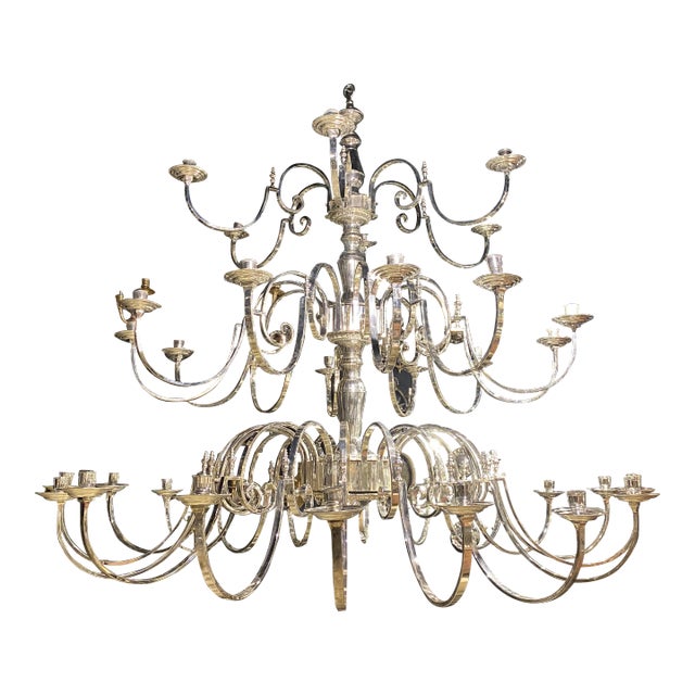 1930’s English Silver Plated Chandelier For Sale