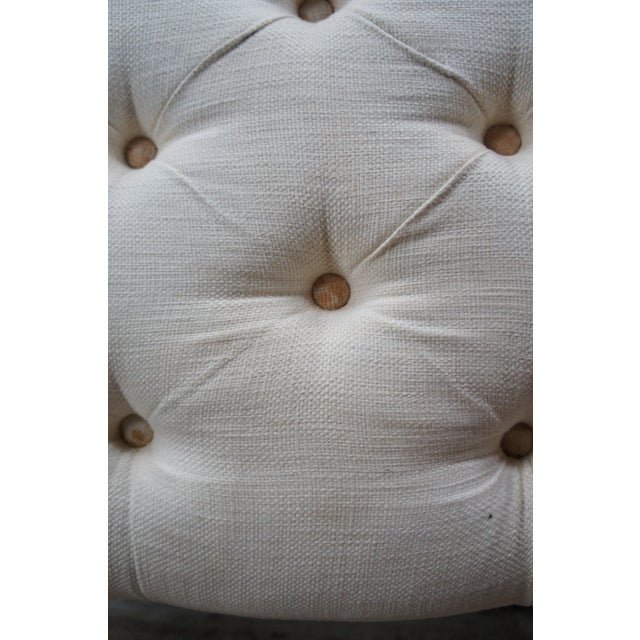 Late 20th Century Modern Whited Tufted Square Ottoman with Acrylic Legs For Sale - Image 9 of 13
