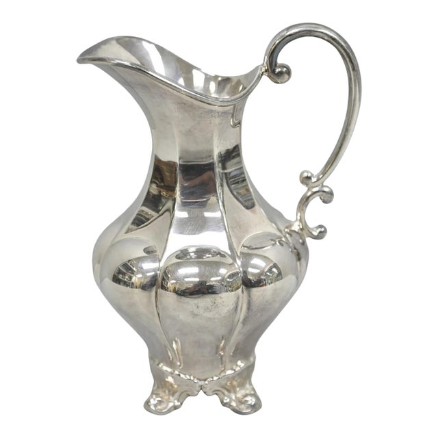 Vintage Victorian Silver Plated Bulbous Footed Tea Coffee Creamer Pot For Sale