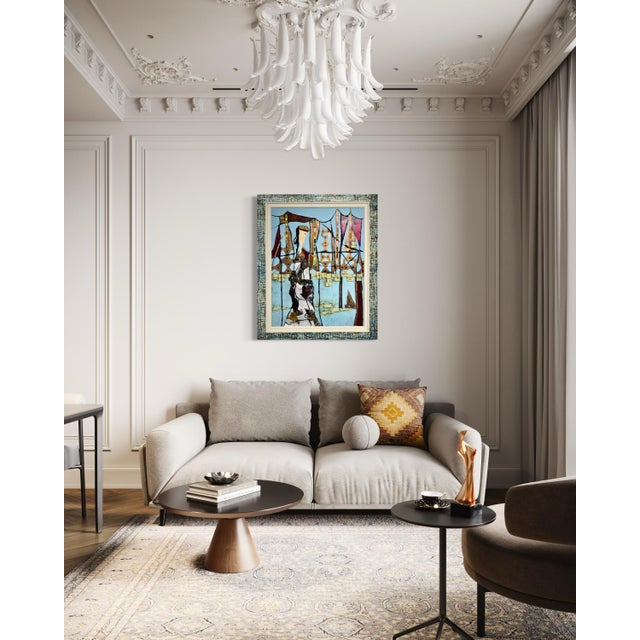 Metal Andrea Stella "The Muse of the Bay" Gold Leaf Oil Mixed Media Painting, Figurative Coastal, Italian Contemporary Art, 2010 For Sale - Image 7 of 8