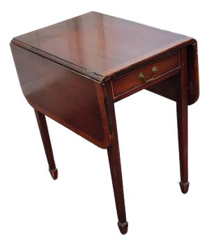 1960s Brandt Vintage Federal Style Banded Mahogany Drop-Leaf Pembroke Side Table