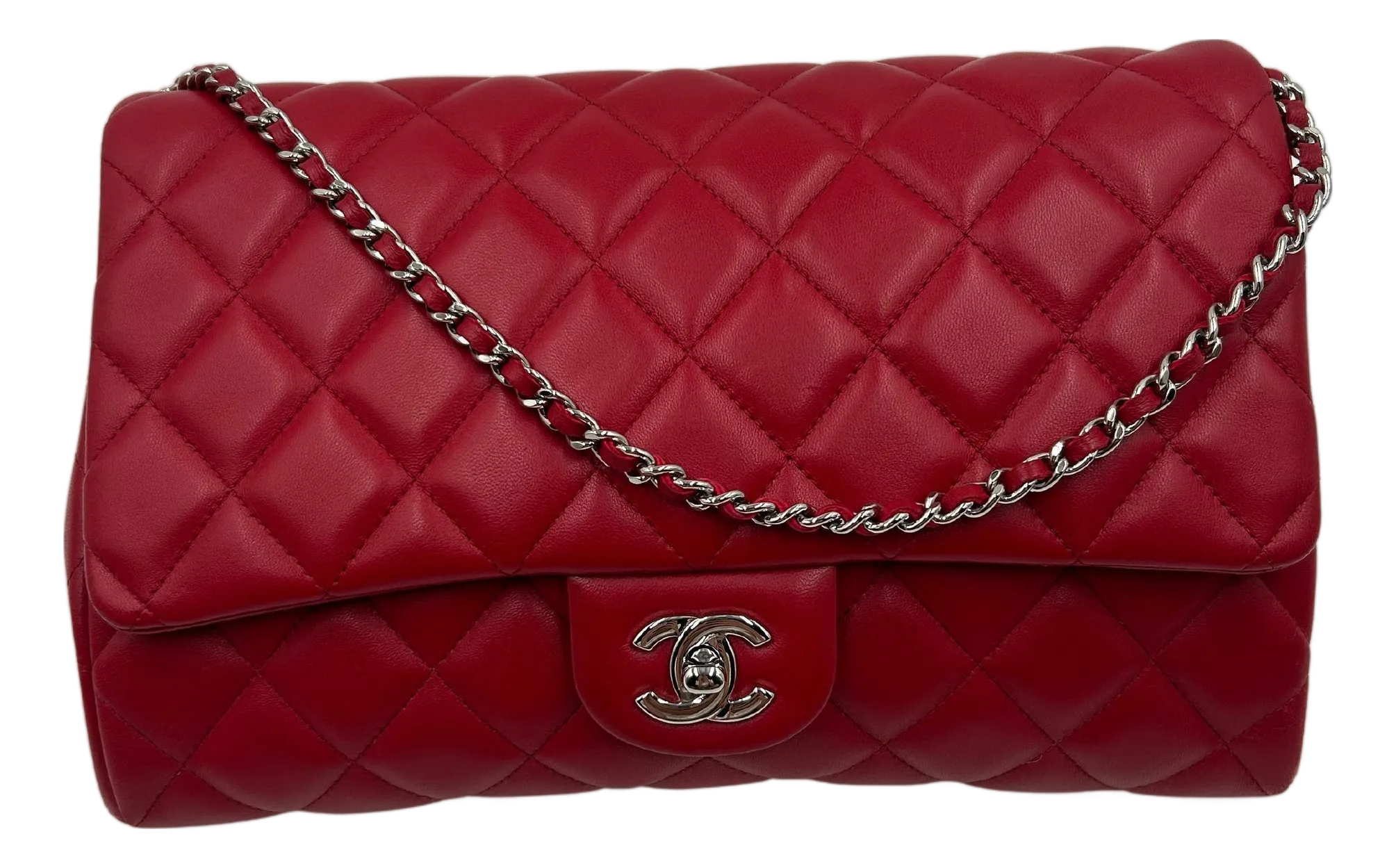 Chanel Red Quilted Leather New Clutch Bag 2013 | Chairish
