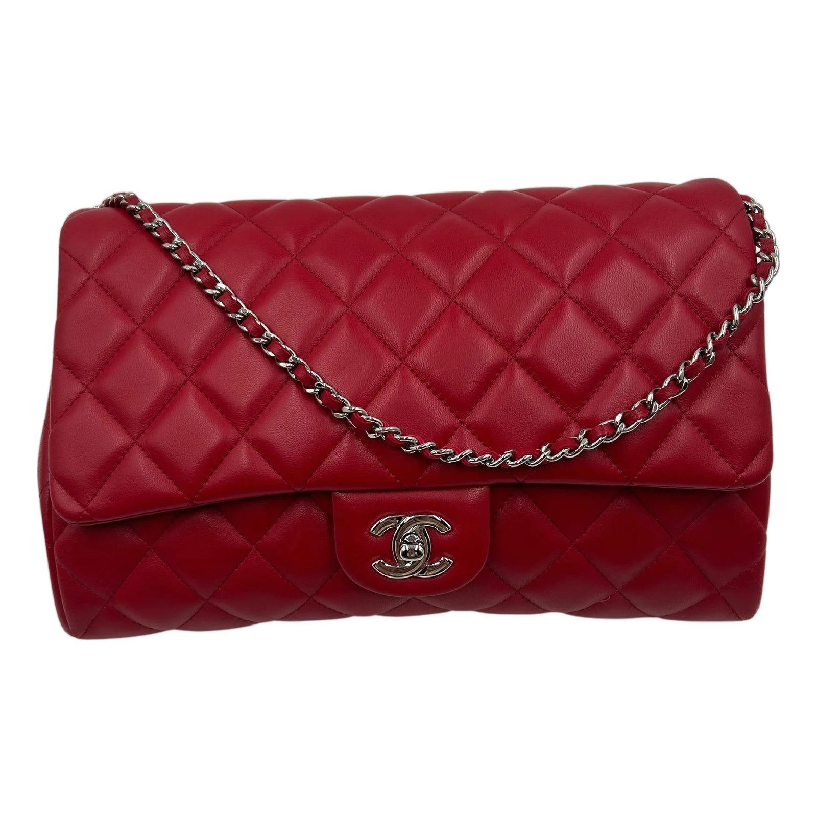 Chanel Red Quilted Leather New Clutch Bag 2013 | Chairish