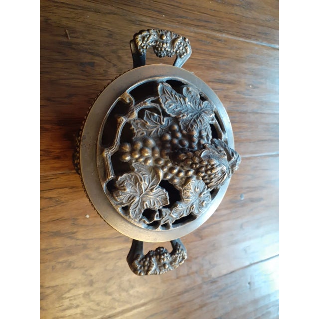 Indian Antique 1880 Ornate Bronze Lidded Pedestal Bowl For Sale - Image 3 of 11