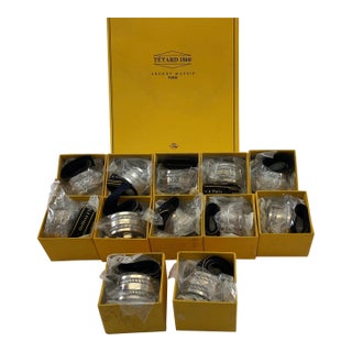 1990s Set of 12 Refined Sterling Silver Round Napkin Rings, Gadroon. For Sale