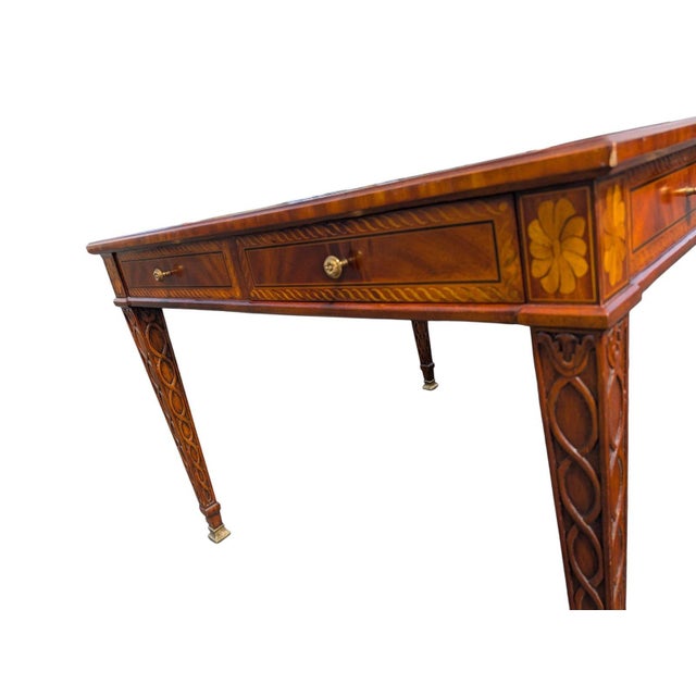 Traditional Vintage Maitland-Smith Leather-Top Games Table With Chess, Checkers & Backgammon For Sale - Image 3 of 14