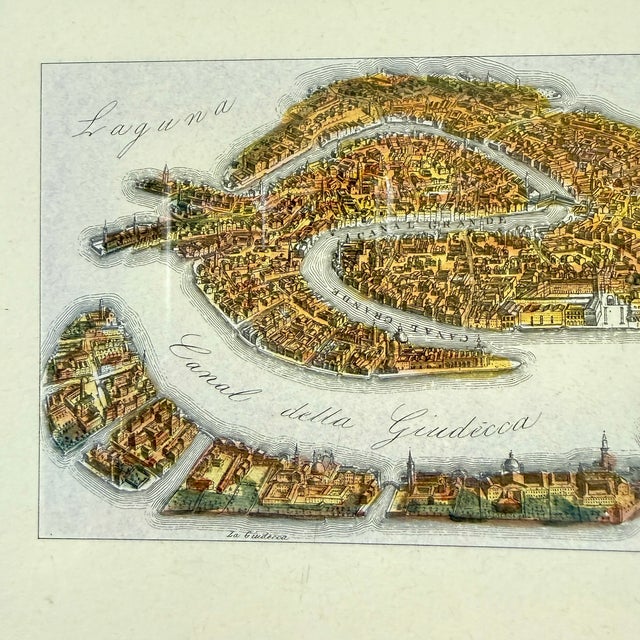 Italian Hand-Colored Etching, the Venetian Lagoon, Italy – Framed For Sale - Image 3 of 15