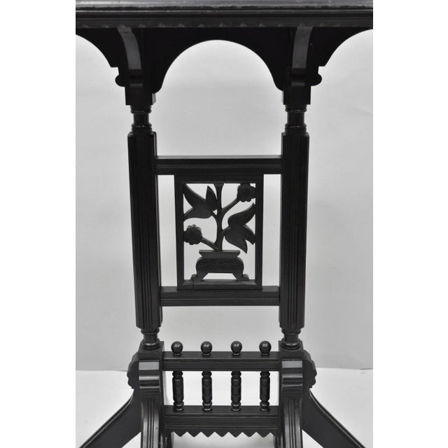 Antique Victorian Aesthetic Movement Black Ebonized 34" Plant Stand Side Table For Sale - Image 4 of 18