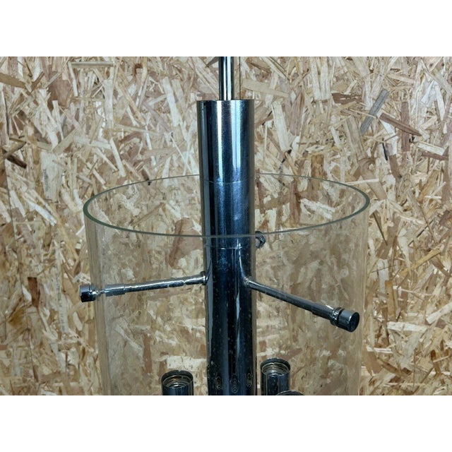 Large Glass and Chrome Chandelier Pendant Lamp from Limburg For Sale - Image 5 of 11