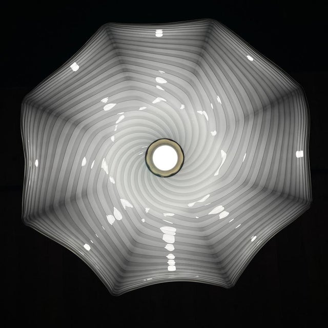 1970s Vintage Swirl White Murano Glass Pendant Lamp, 1970s For Sale - Image 5 of 14