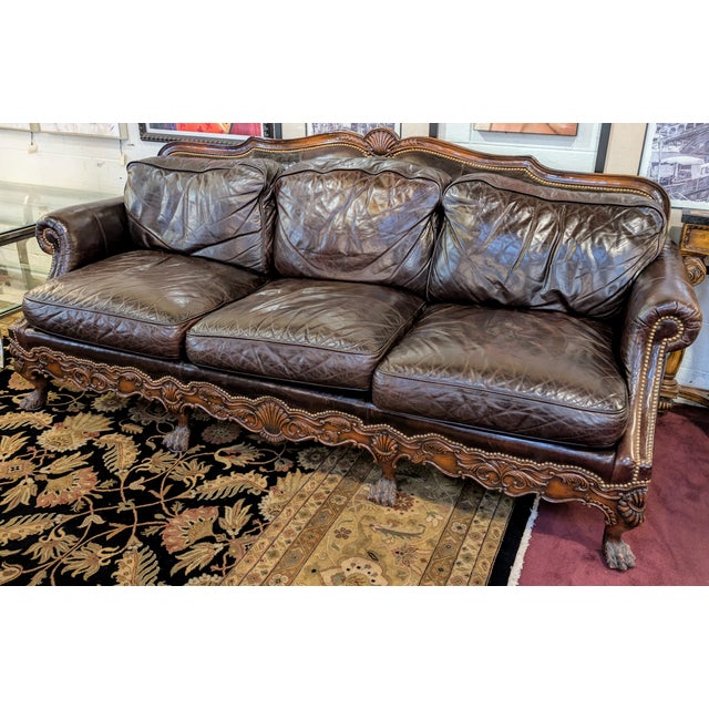 Late 20th Century Whittmore Sherrill Mahogany & Leather Sofa For Sale - Image 9 of 12