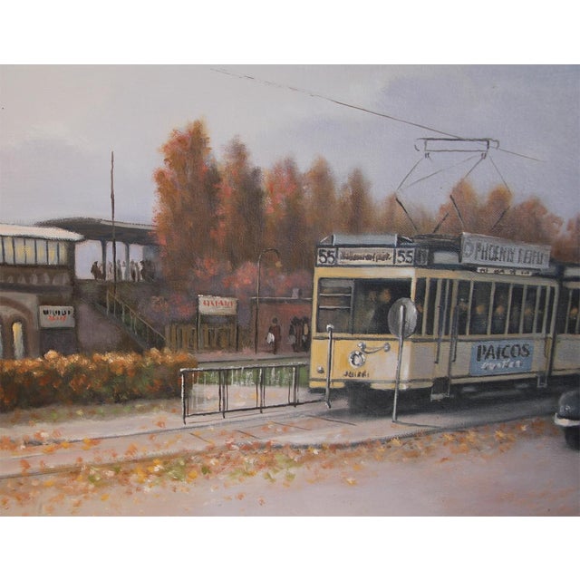 Günter Fischer, Spandau West Station in Berlin, 20th Century, Oil on Canvas, Framed For Sale - Image 3 of 10