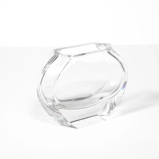 Mid-Century Modernist Crystal Hexagonal Base & Flat Sides Vase Signed Baccarat For Sale - Image 10 of 12