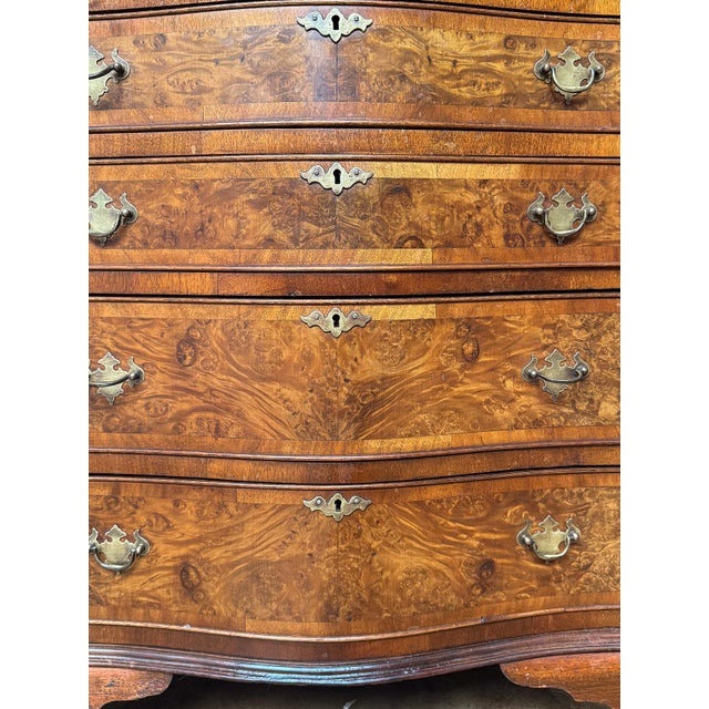 English Bachelor's Small Chest or Bedside Cabinet of Burl Walnut For Sale - Image 12 of 14
