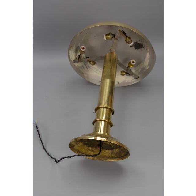 Art Deco Brass Inverted Dome Six-Light Pendant Lamp, Germany, 1930s For Sale - Image 16 of 18