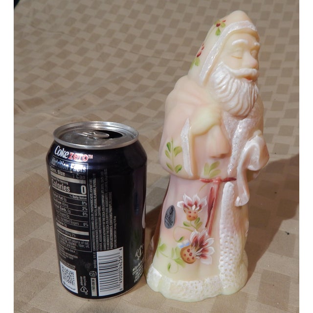 Late 20th Century Fenton Art Glass Burmese Sculpture Santa Claus Figurine Serial #75 Hand Painted D. Fredrick For Sale - Image 11 of 15
