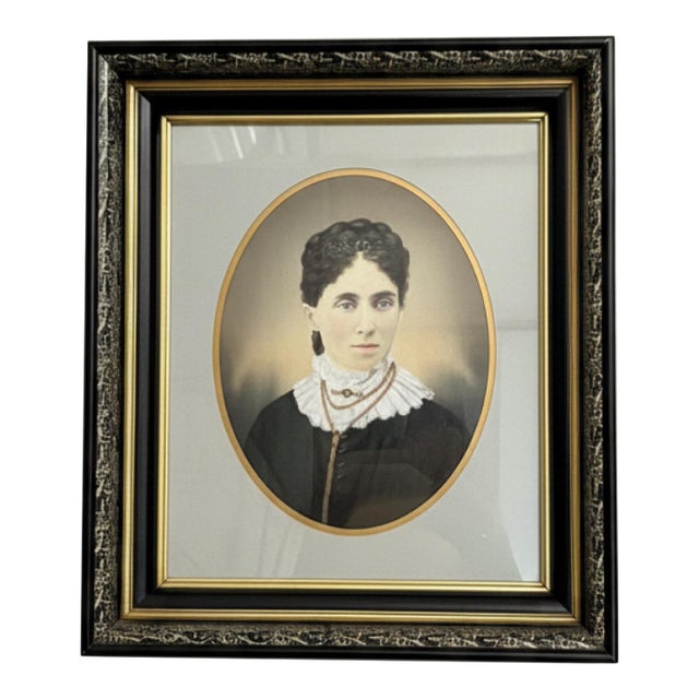 Museum-Quality 19th-Century Portrait, Rare Opalotype (Milk Glass Photo) in Ornate Gilded Victorian Frame For Sale