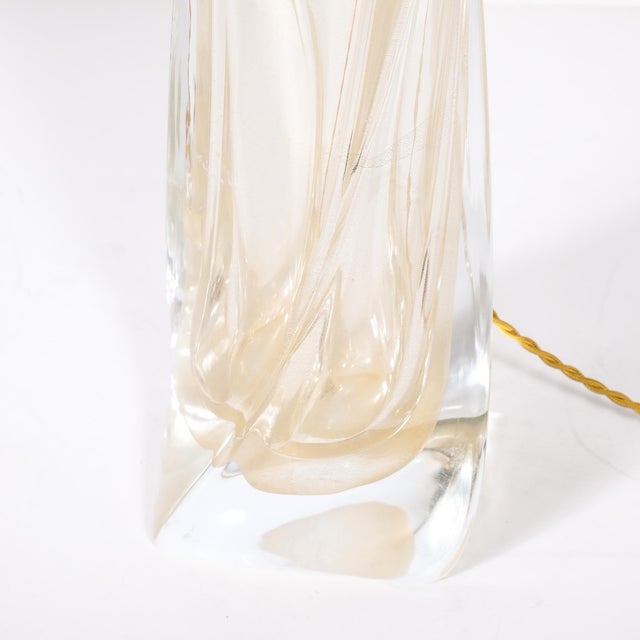 Modernist 24kt Gold Fleck Murano Glass Table Lamps Signed Vittorio Rigattieri For Sale - Image 9 of 14