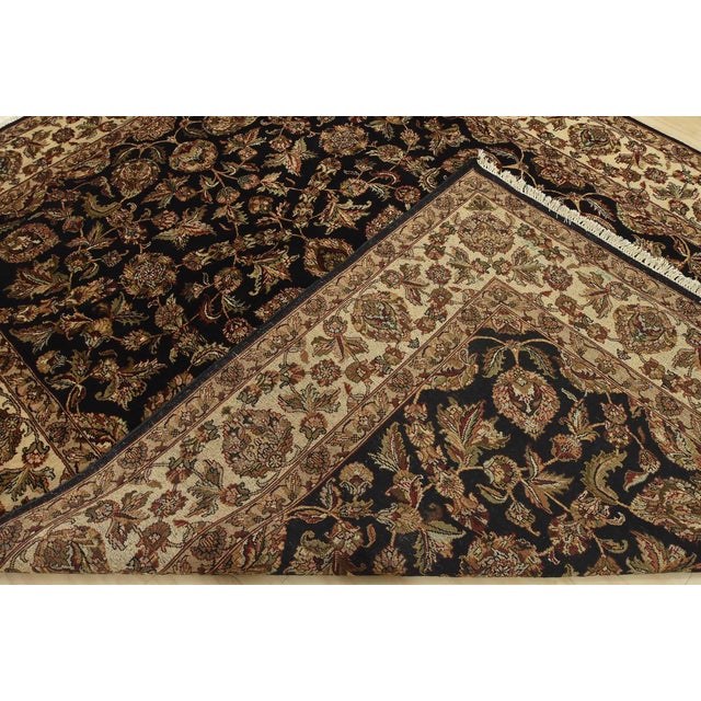 Agra Rug 9’2” X 12’1” Black Wool Traditional Hand-Knotted Oriental Carpet For Sale - Image 13 of 14
