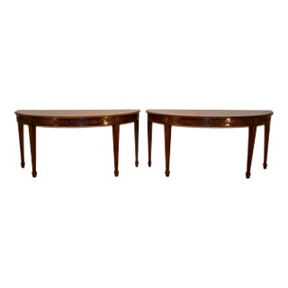 Pair of Early 19th Century English Mahogany Demilune Tables For Sale