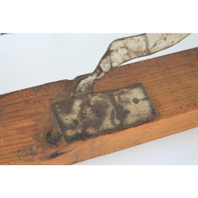 Rustic Folk Art Metal Horse on Board For Sale - Image 9 of 9
